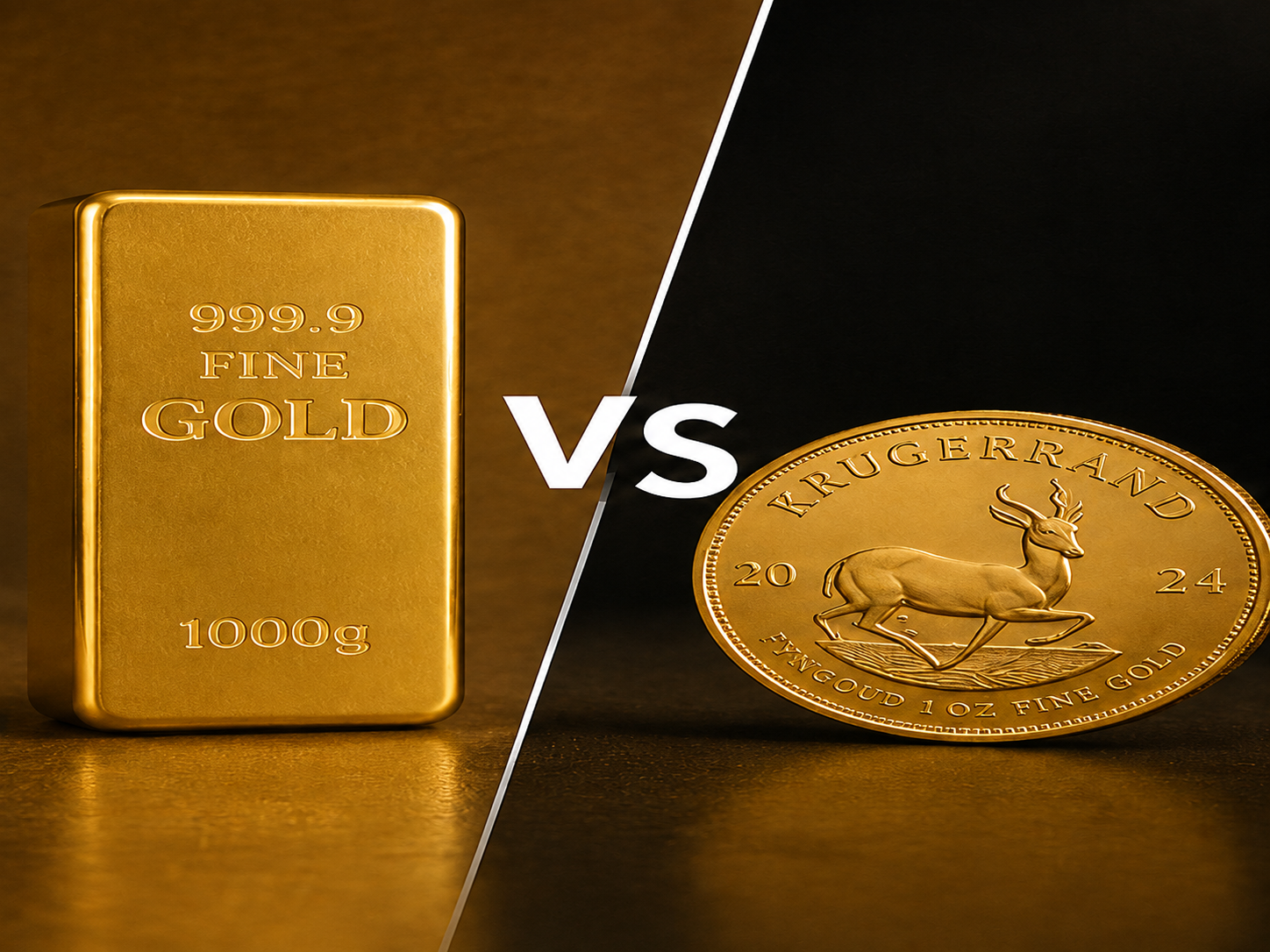 Gold bars and gold coins comparison