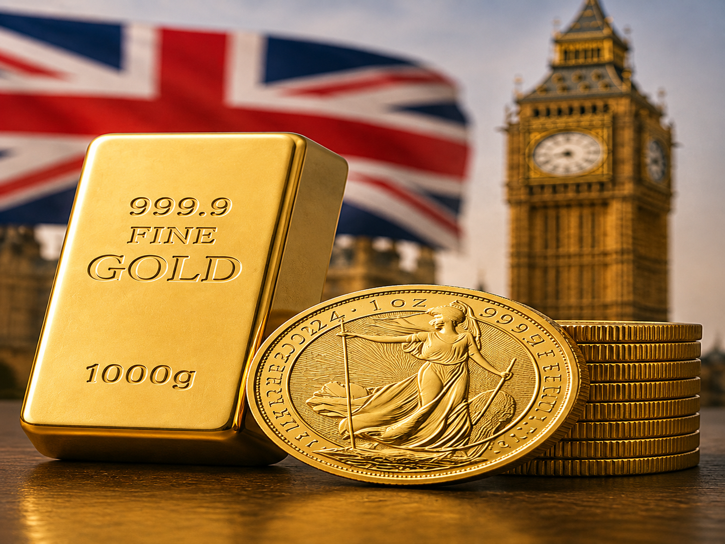 Gold investment and gold bullion bars and coins