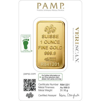 Lady Fortuna™ Gold Minted Bar - 1oz (Carbon Reduced)
