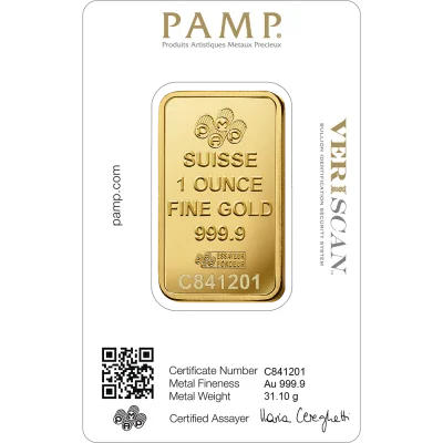 Lady Fortuna™ Gold Minted Bar - 1 oz
