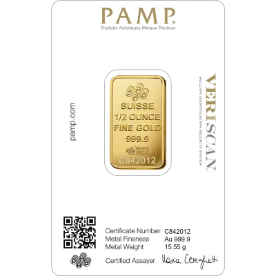 Lady Fortuna™ Gold Minted Bar - 1/2 oz