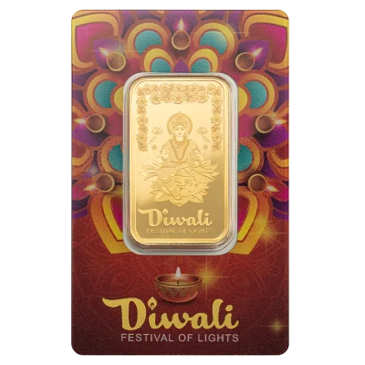 2025 Diwali Lakshmi & Rangoli Art Gold Minted Bar - 1oz