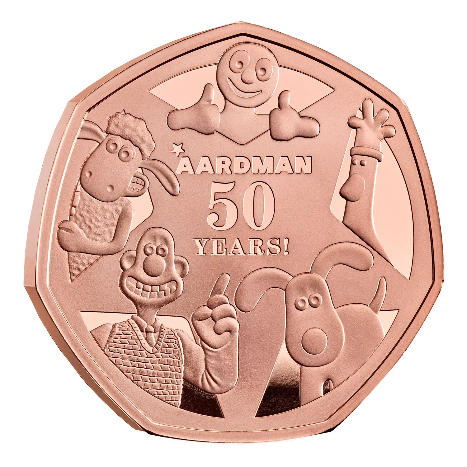 50 Years of Aardman 2026 UK 50p Gold Proof Coin