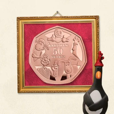 50 Years of Aardman 2026 UK 50p Gold Proof Coin